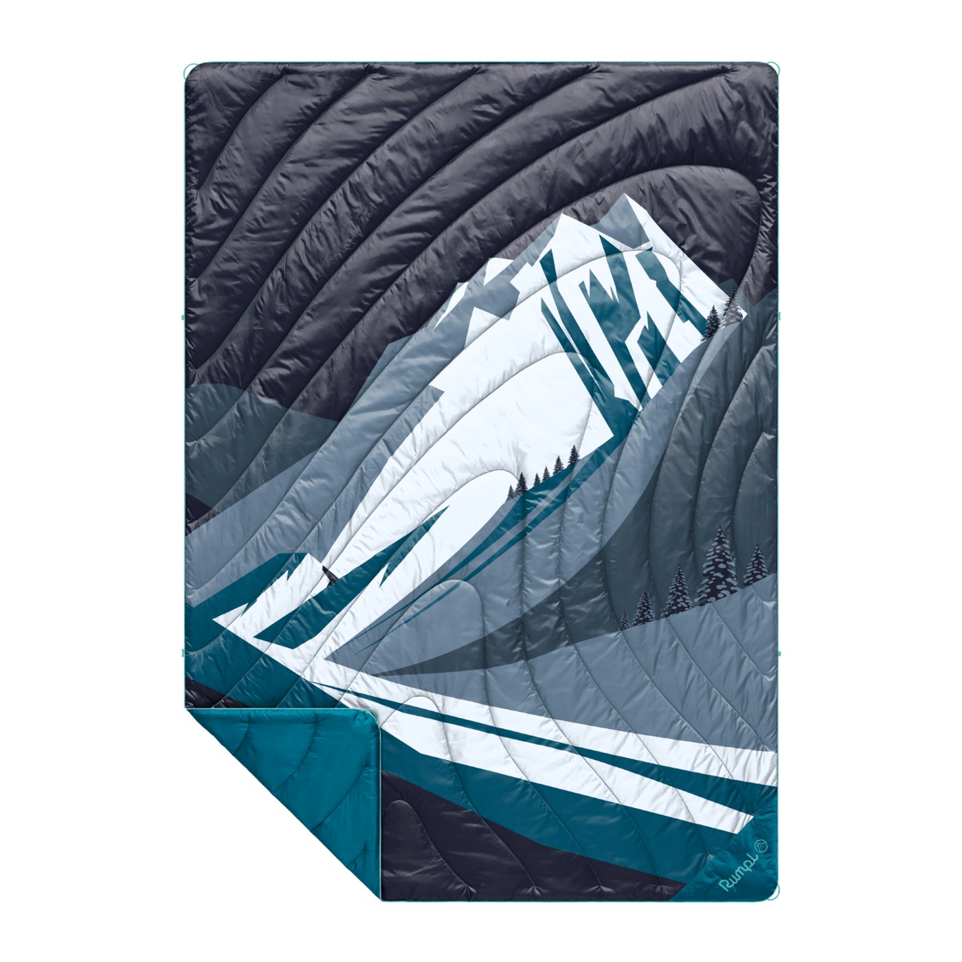Rumpl Original Puffy one-person outdoor blanket in Midnight Mountain Peak