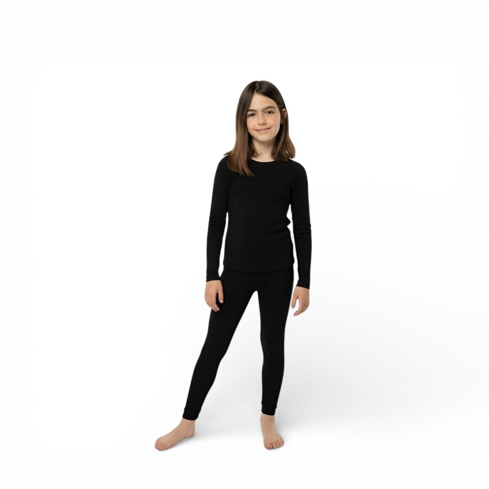 Black merino and TENCEL base layer set for children by PIKA